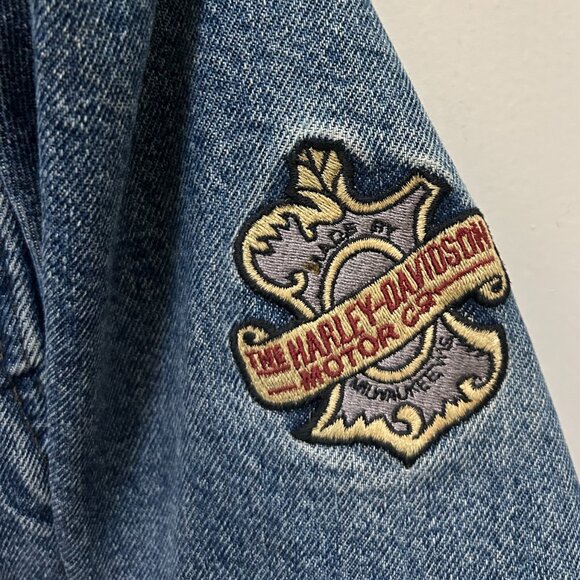 Men's Made in USA; Harley Davidson “Biker Blues” Jean Bomber Jacket- Size 2 XL - Picture 13 of 16